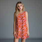 Musselin – Splash Flowers – Helles Pink/Dunkles Orange