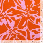 Musselin – Splash Flowers – Helles Pink/Dunkles Orange