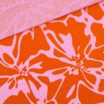 Musselin – Splash Flowers – Helles Pink/Dunkles Orange