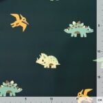 Regenbekleidungsstoff – Wasserdicht – Freundliche Dinos – Deep Teal