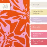 Farbkombi - Musselin Splash Flowers Helles Pink Dunkles Orange