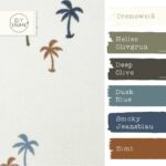 Farbkombi - Frottee Jersey Palmen Cremeweiss