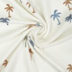 Frottee-Jersey – Palmen – Cremeweiß