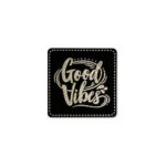Label "Good Vibes" - 40 x 40 mm - Schwarz/Gold
