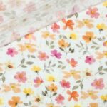 Musselin – Aquarell Apricot Flowers – Warmweiß
