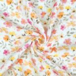 Musselin – Aquarell Apricot Flowers – Warmweiß