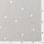 Musselin – Weiße Herzen- Sand Beige