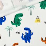 Single Jersey – Funny Colorful Dinosaurs – Warmweiß