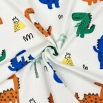 Single Jersey – Funny Colorful Dinosaurs – Warmweiß