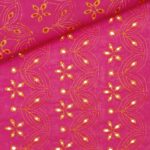 Stickerei – Baumwollstoff – Dunkles Pink/Orange