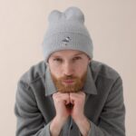 Beanie Grau Moewe Patch Mu