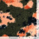 Bouclè Teddyfleece – Abstrakt – Deep Olive/Koralle