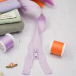 DIY Stoffmix - Label - Satinrose -Reißverschluss - Garn