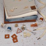 DIY Stoffmix - Garn - Patch - Label - Miniatur Werkzeug - Kordel