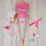 DIY Stoffe Inspiration - Schultüte Pinky Orange - Bastelvorlage