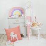 DIY Stoffe Inspiration - Schultüte Kleines Einhorn - Bastelvorlage - Regenbogen- Kissen