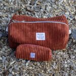 DIY Stoffe Inspiration - Velvet Helles Rost Orange - Kulturbeutel - Label - Endlosreißverschluss