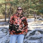 DIY Stoffe Outfit - Bouclé Abstrakt Deep Olive Koralle