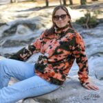 DIY Stoffe Outfit - Bouclé Abstrakt Deep Olive Koralle