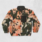 Mock Up - Fleecepullover Boucle Teddyfleece Abstrak Deep Olive Koralle