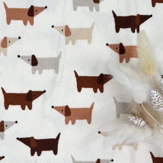 Rippenjersey Dogs Helles Natur Verschmutzt - B-Ware