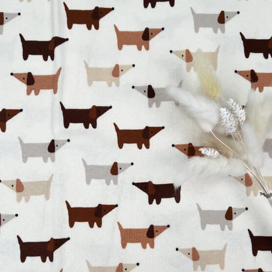 Rippenjersey Dogs Helles Natur Verschmutzt - B-Ware
