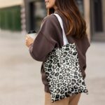 Mock Up - Stoffbeutel Leichter Canvas Aquarell Leo Dots Helles Schiefergrau