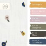 Farbkombi - Musselin Gestickte Blumen Warmweiß