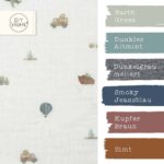 Farbkombi - Musselin Mini Fahrzeuge Warmweiß