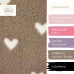 Farbkombi - Teddyfleece Kuschelweich Herzen Smoky Camel Beige