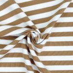 French Terry - Sommersweat - Weiß/Heller Zimt - gestreift