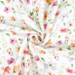 Musselin – Aquarell Fuchsia Lavendel Flowers – Warmweiß