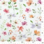 Musselin – Aquarell Fuchsia Lavendel Flowers – Warmweiß