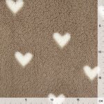 Teddyfleece – kuschelweich - White Hearts - Smoky Camel Beige