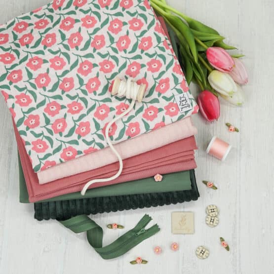 Diy Stoffmix 1246p Garn Label Kordel Knopf Reissverschluss Satin Rose