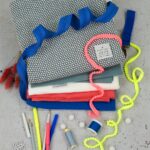 DIY Stoffmix - Pomponborte - Label - Garn - Reißverschluss