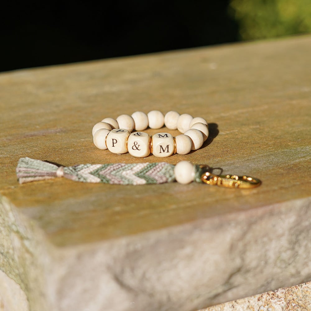 DIY Stoffe Inspiration - Sticktwist - Karabiner - Holz - Buchstaben - Perle - Verbindungsring - Flachkordel