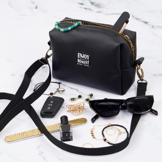 Diy Stoffe Inspiration 611q Kleine Tasche Lederoptik Schwarz
