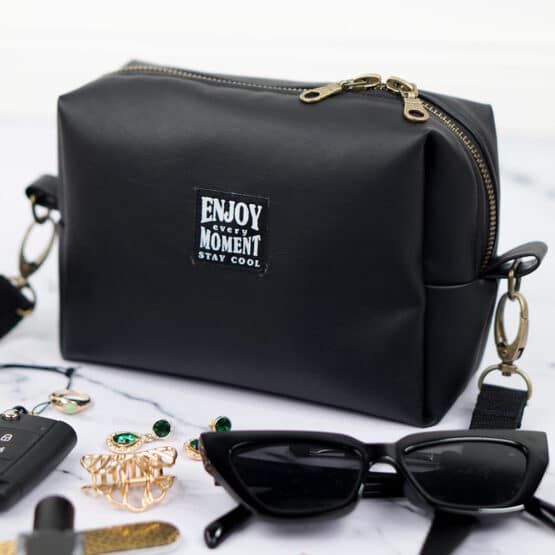 Diy Stoffe Inspiration 612a Kleine Tasche Lederoptik Schwarz