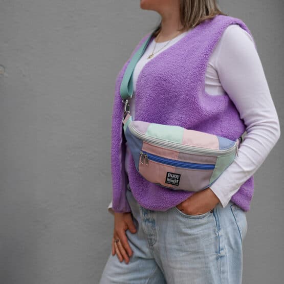 Diy Stoffe Outfit 562w Weste Winalea Bouclé Lavendel Cutline Crossbag