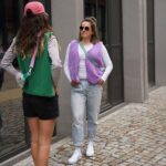 DIY Stoffe Outfit - Weste Winalea - Bouclé Lavendel - Emerald - Cutline Crossbag