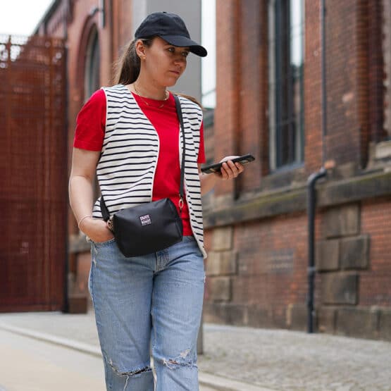 Diy Stoffe Outfit 564v Weste Winalea French Terry Tasche Lederoptik Schwarz
