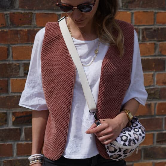 Diy Stoffe Outfit 565g Weste Winalea Velvet Soft Blush Crossbag Leo Dots