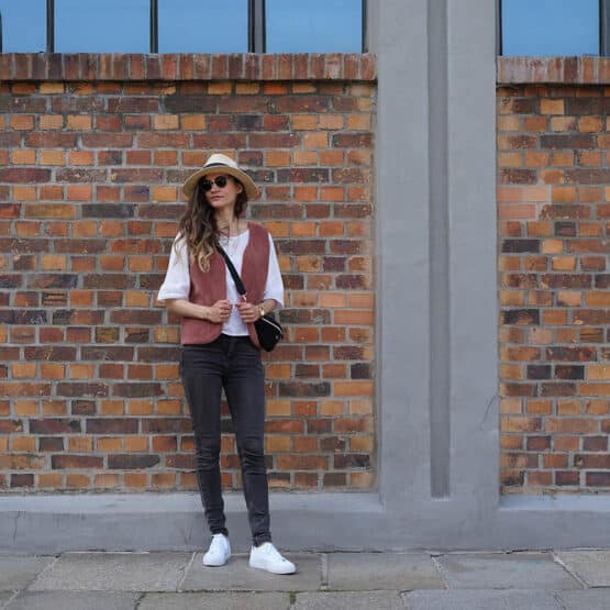 Diy Stoffe Outfit 566g Weste Winalea Velvet Soft Blush Crossbag Bouclé Schwarz