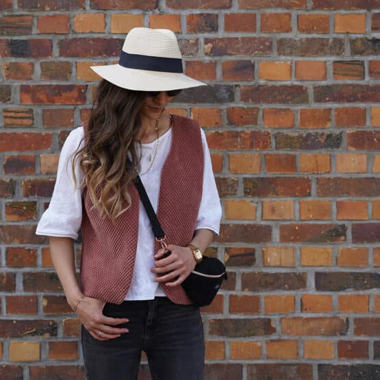 Diy Stoffe Outfit 566j Weste Winalea Velvet Soft Blush Crossbag Bouclé Schwarz