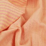 Musselin – Doubleface Streifen – Light Mango/ Rasperry