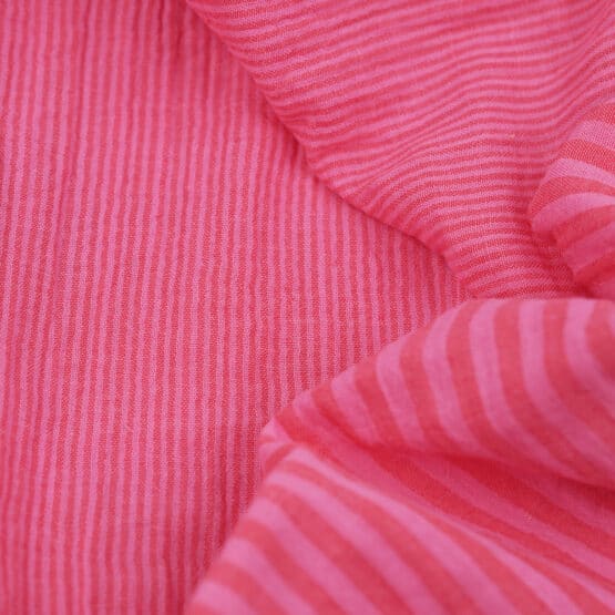  Musselin Doubleface Streifen Pink