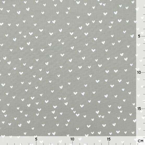 Popeline - Tiny Hearts - Helles Khaki