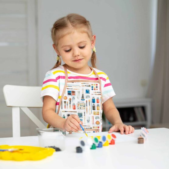 Schürze Charlie Cretonne Merzerisiert Pinsel Farben Warmweiß