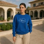 Sweater Pauline French Terry Royalblau Plott Leinen Sand Beige Ki